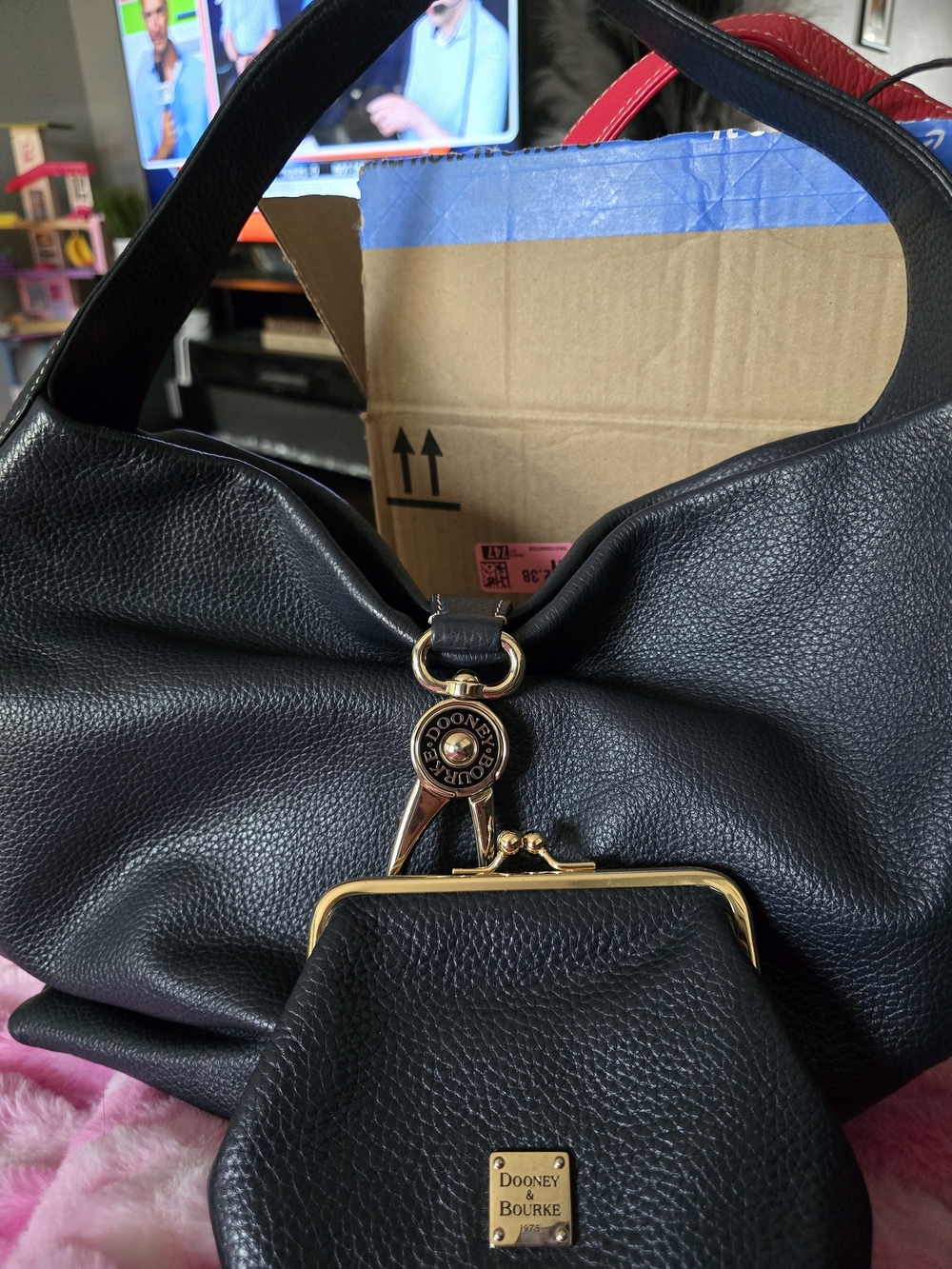 Dooney & Bourke Navy Lucca Shoulder Bag with Matching Coin Purse
